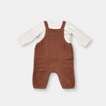 Load image into Gallery viewer, ORGANIC COTTON OUTFIT NEWBORN BOY BROWN
