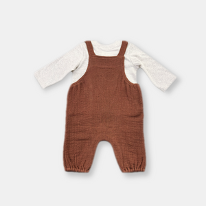 ORGANIC COTTON OUTFIT NEWBORN BOY BROWN