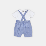 Load image into Gallery viewer, romper organic cotton blue tee shirt white baby india 
