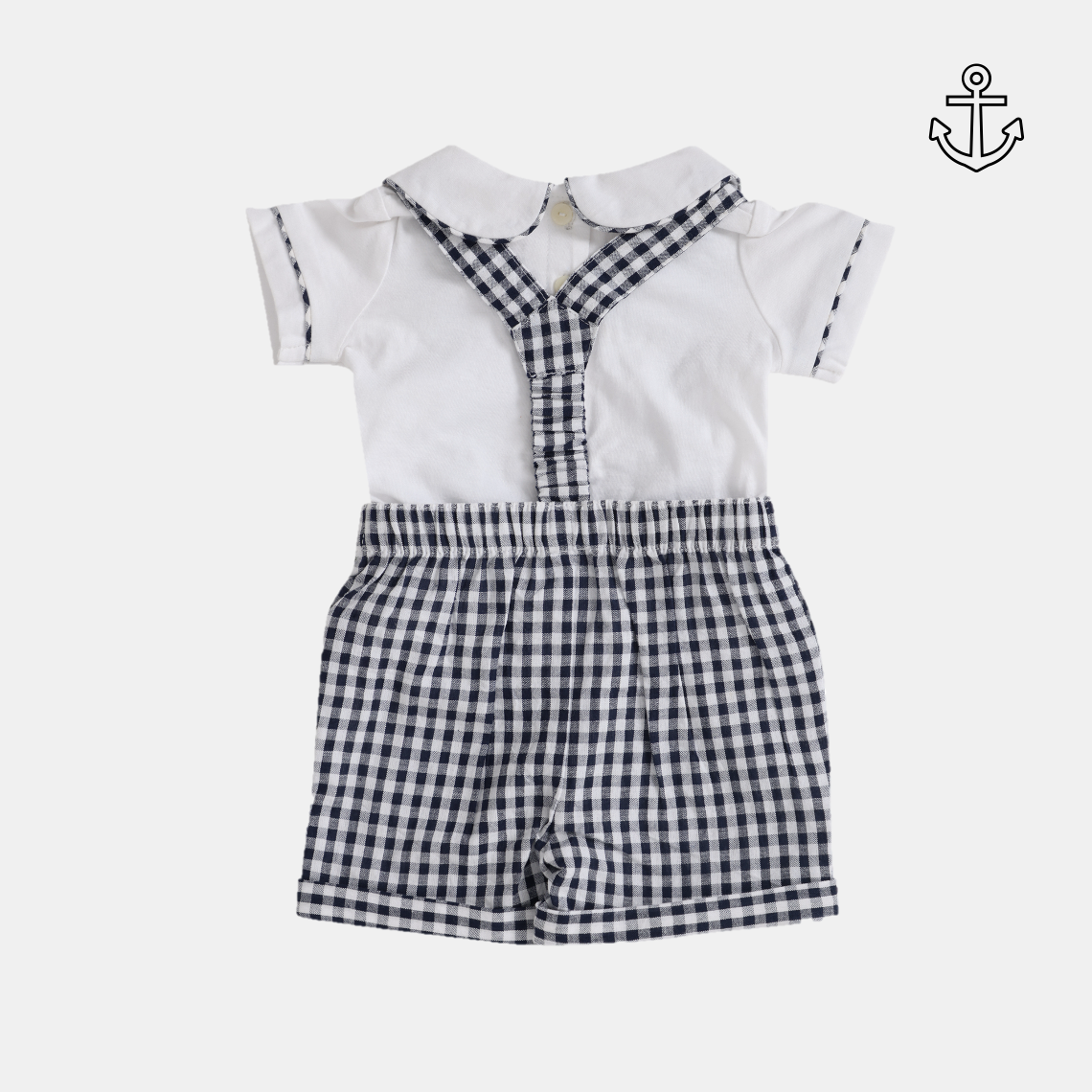 Navy Gingham Shorts and Tee Set