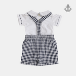 Load image into Gallery viewer, Navy Gingham Shorts and Tee Set
